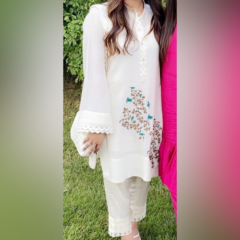 Cream Embroidered Pakistani/Indian Kurti